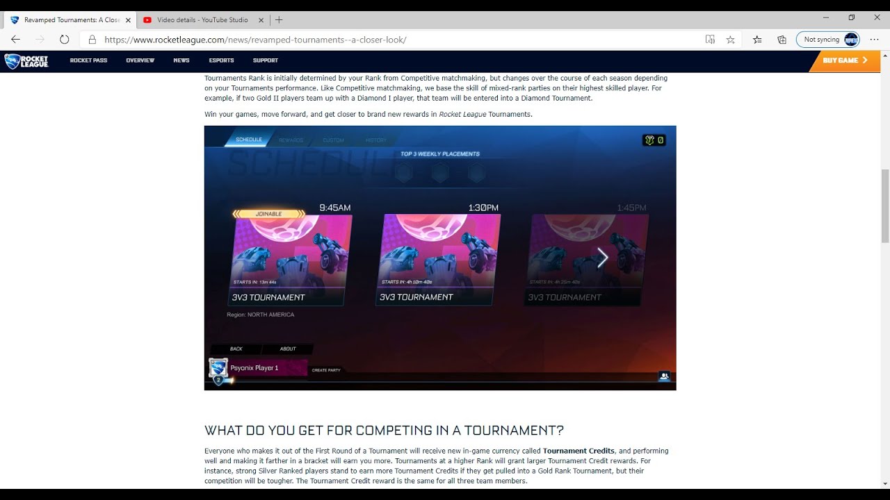 Rocket League Tournament News!!! *New in-game Items + Tournament Credits*