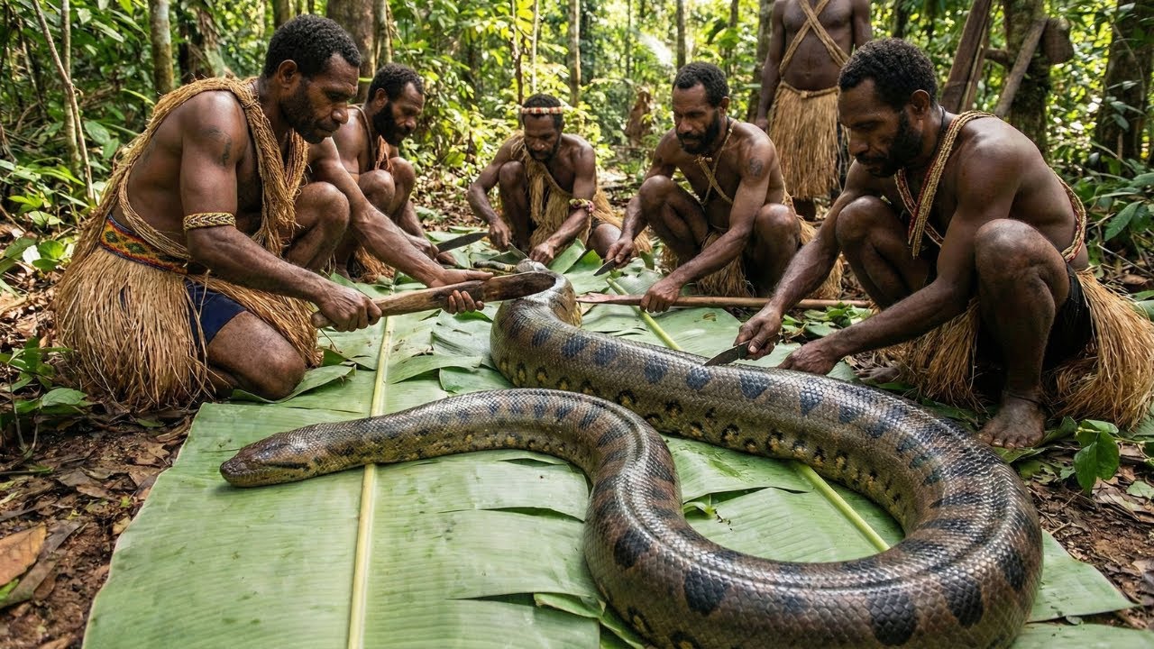 Indian Anaconda in the Amazon: How the Korowai Tribe Live Completely Off the Land (AI Fictional)