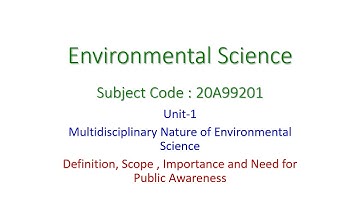 EVS, Multidisciplinary Nature of EVS, Definition, Scope , Importance and Need for Public Awareness,