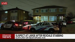 Suspect at large after Rexdale stabbing. Profile