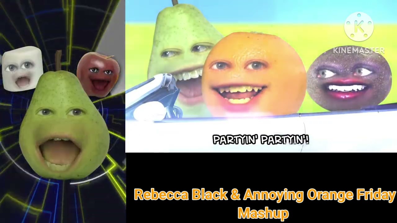 Rebecca Black & Annoying Orange Friday Mashup Fryday and Wednesday (Side By Side)