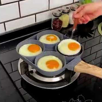 Non-stick Egg Frying Pan, with Thermo-Triangle Indicator, Wood