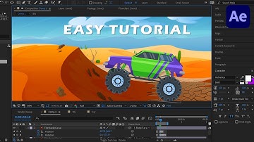 2D Animation Tutorial - How to animate a monster truck climbing hill | Adobe after effects