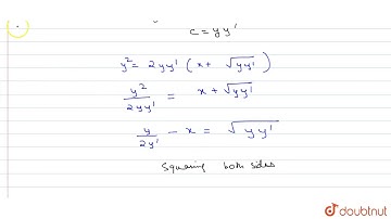 The differential equation representing the family of curves `y^2=2c(x+sqrt(c))