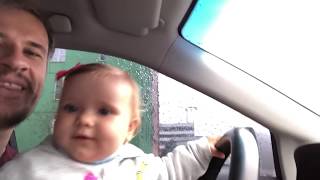 Видео с дочкой папы Кирюни, наш первый водительский опыт