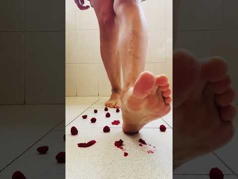 ASMR Raspberry Squish with Bare Feet 🍓👣