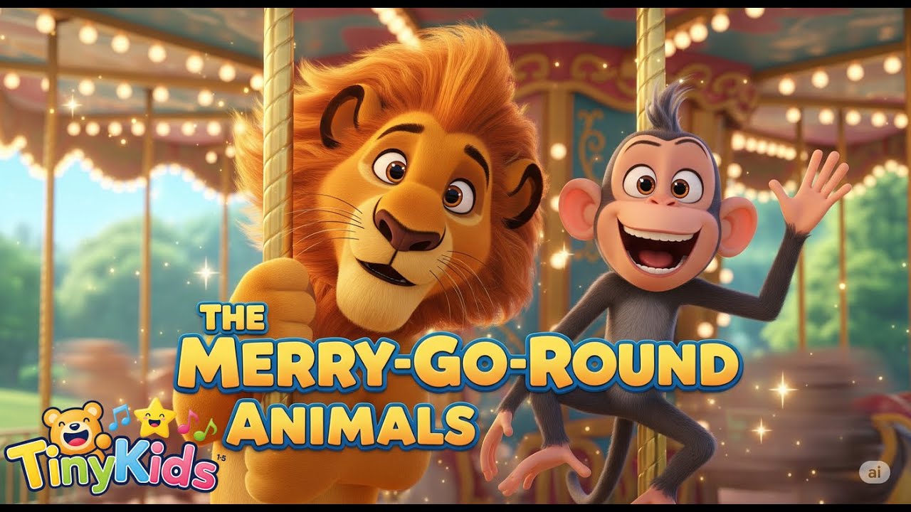 🦁🐒 Merry Go Round Animals! | Fun Style Nursery Rhyme | Tiny kids   Nursery Rhymes & Kids Songs