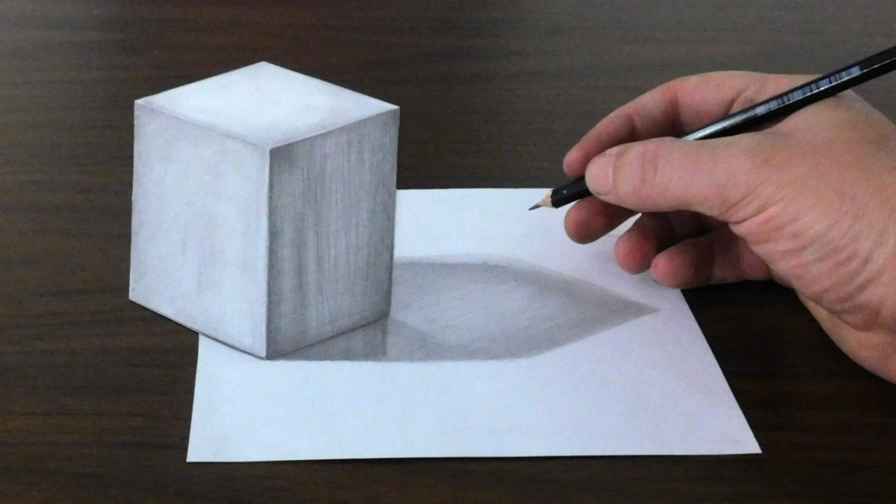 Drawing a 3D Anamorphic Cube - Easy Trick Art Optical Illusion - YouTube