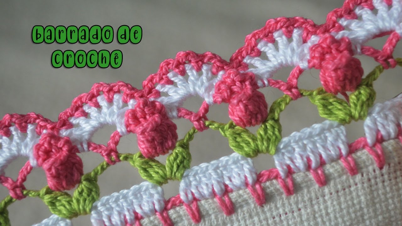 BARRADO DE CROCHÊ DIFERENTE COM FLOR TULIPA #1141   BICO DE CROCHÊ #croche #crochet