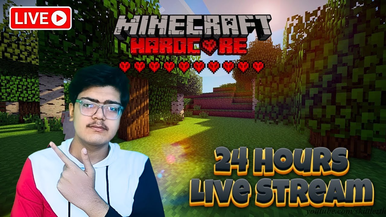 24 Hours Minecraft Hardcore Challenge LIVE 🔥 | Can I Survive the Night ...