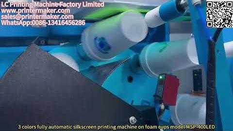 3 colors fully automatic silkscreen printing machine on foam cups model MSP-400LED