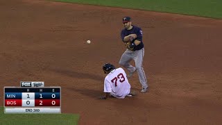 MIN@BOS: Polanco, Dozier combine for a double play