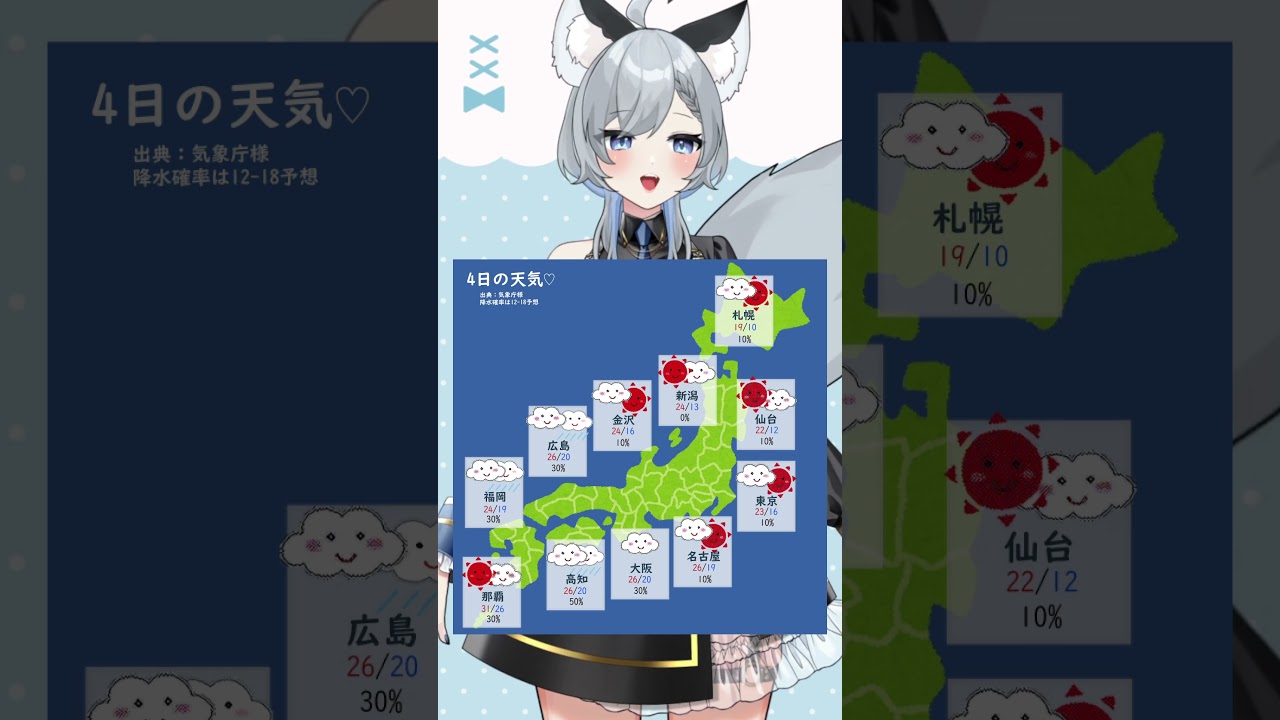 10月4日のお天気!皆様気をつけていってらっしゃいね~ #Vtuber #新人Vtuber #shorts #ひいらぎお天気