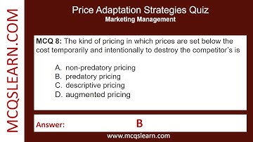 Price Adaptation Strategies Quiz Questions Answers | Strategies Notes PDF | Class 12–9 Ch 11 Quiz