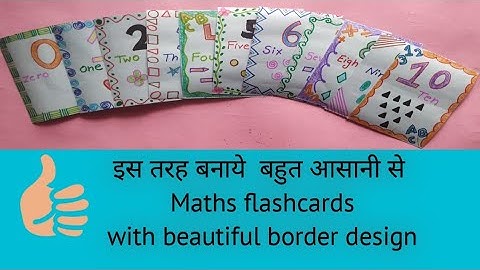 NUMBER FLASH CARDS with beautiful border design!!DIY Homemade Maths flash cards for kids! Rey on air
