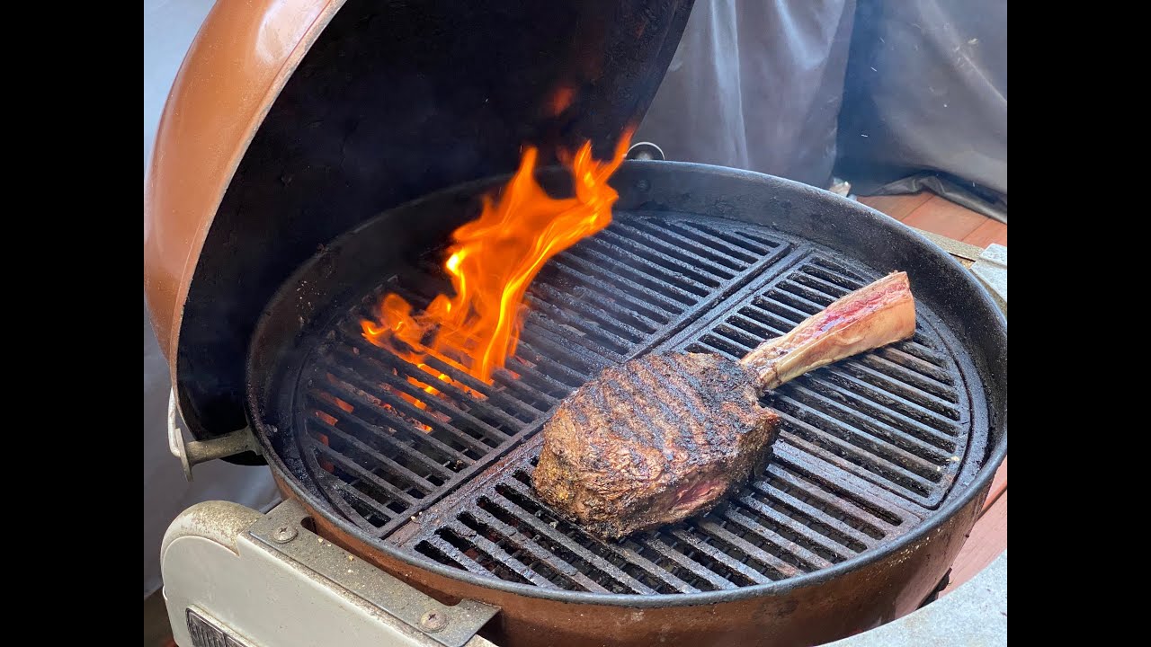 Tomahawk Ribeye on the Weber Perfomer! (Tender as can be!) - YouTube