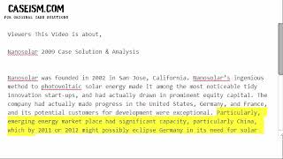 Nanosolar 2009 Case Solution & Analysis-  Caseism.com