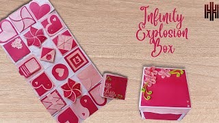 Infinity Explosion Box Final Tutorial || Happy birthday card || infinity explosion box||Creative H.I Profile