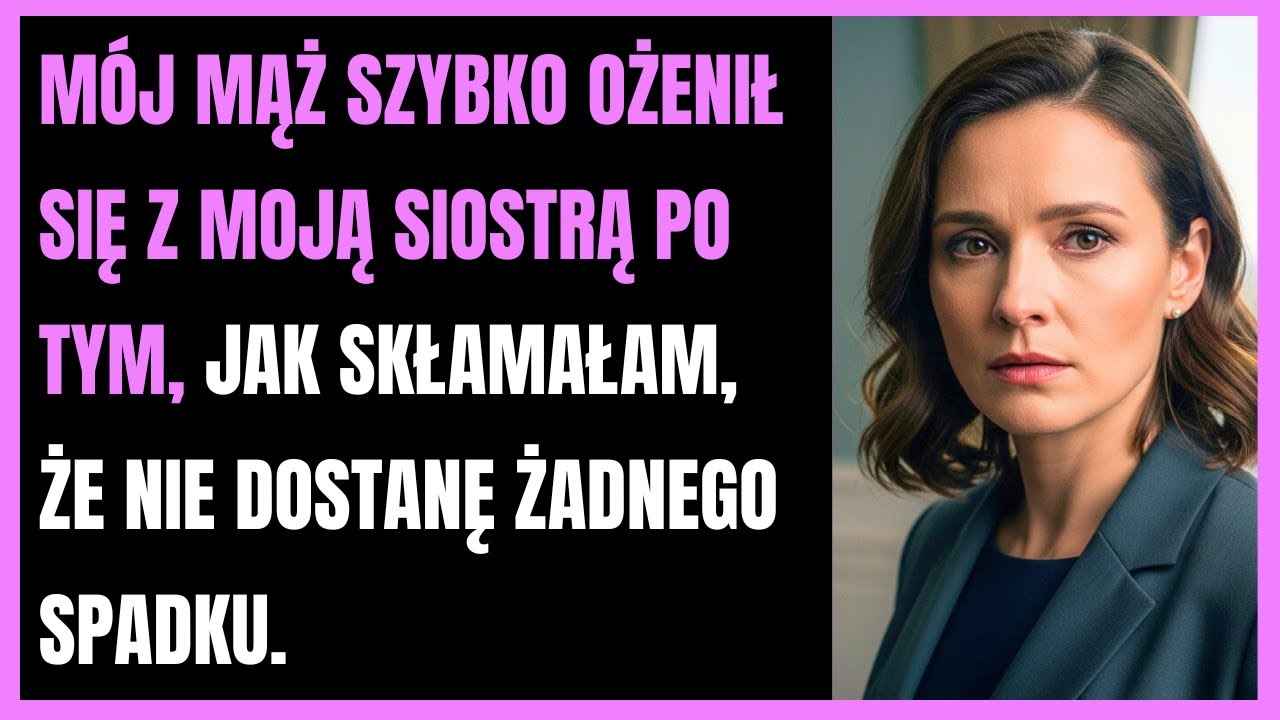 Mój mąż szybko ożenił się z moją siostrą po tym, jak skłamałam, że nie dostanę żadnego spadku.