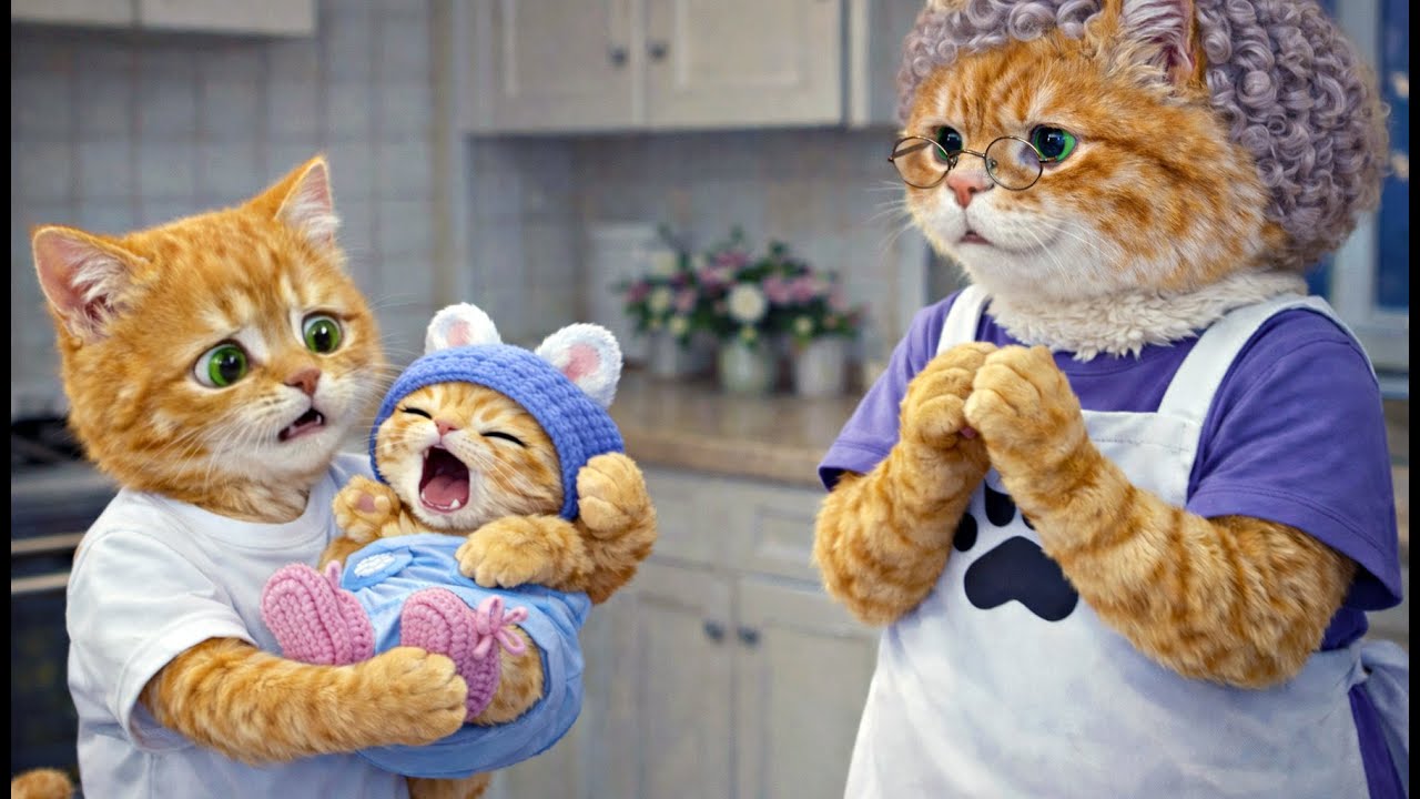 🍼 Gingy Cat with Grandma on Babysitting Duty: What Could Go Wrong? 🧯🙀