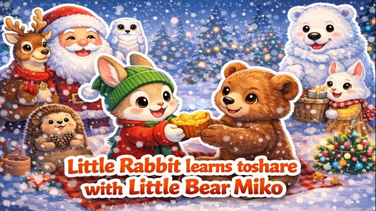 Funny Rabbit Family : Little Rabbit learns to share with Little Bear Miko 🧸🎄🐰❄️ | 3D Kids Animation