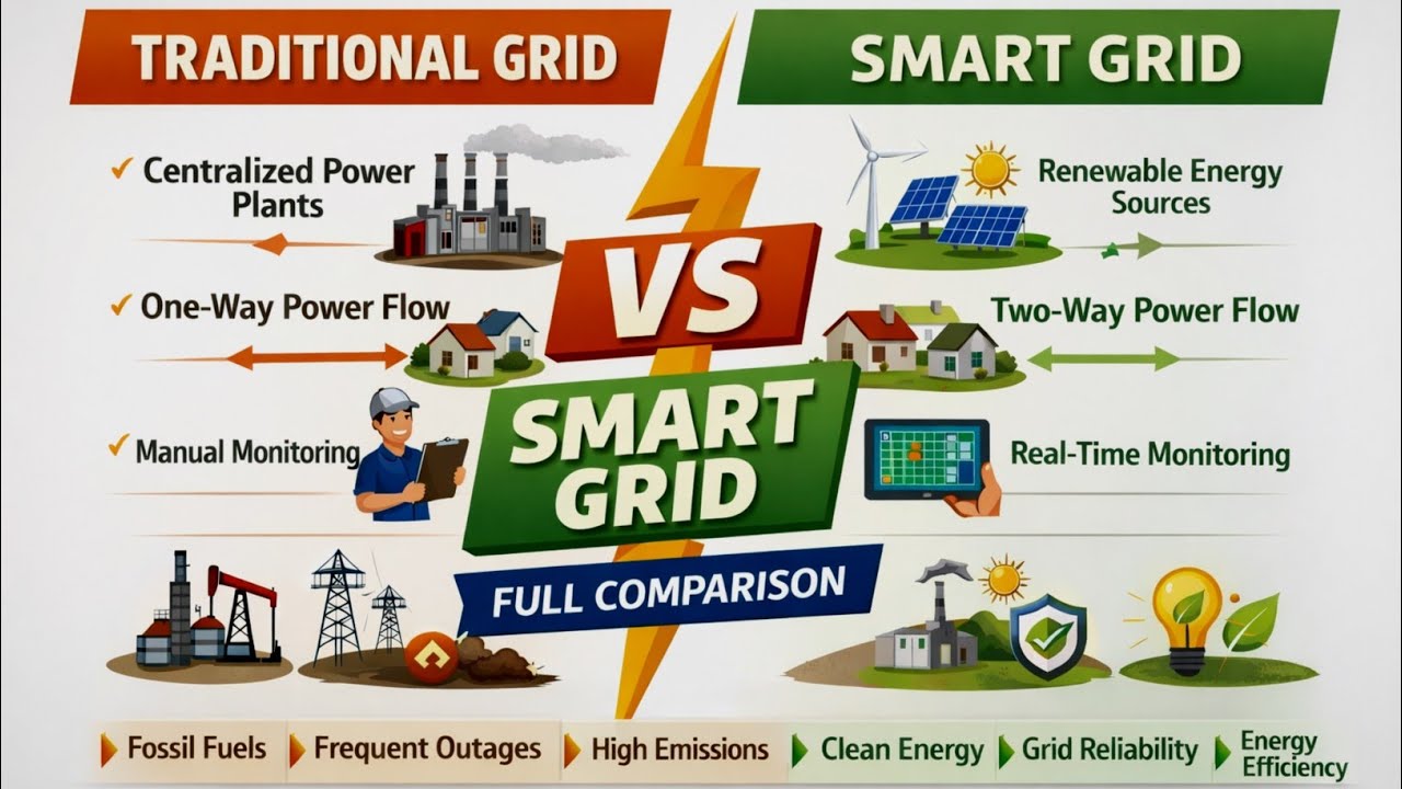 | Smart Grid vs Traditional Grid | Future of Power Systems Explained | @prabhueeetech