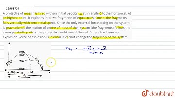 A projectile of mass mis fired with an initial velocity `v_(0)` at an angle 0 to the horizontal.