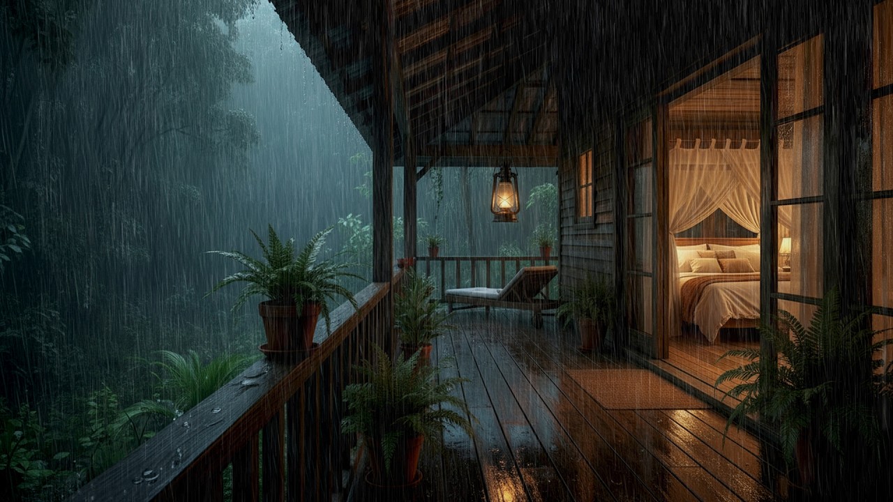 Cozy Forest Bedroom Rain Sounds 🌧 Night Rain for Deep Sleep & Relaxation