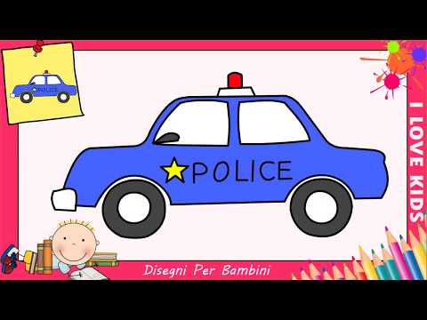 Come disegnare una macchina di polizia FACILE passo per passo per bambini 1