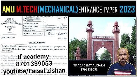 AMU Mtech Mechanical Engg paper 2023 I AMU M.tech Mechanical question paper 2023