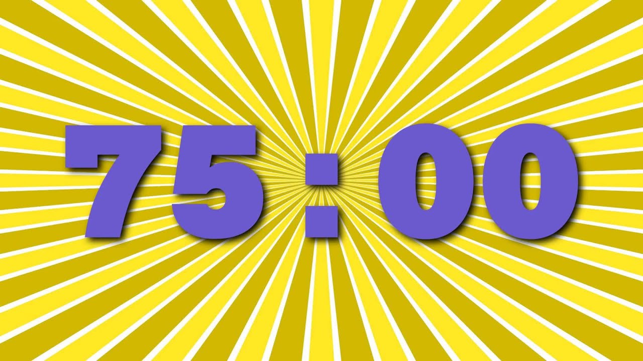 75 minutes Silent Countdown Timer | Bold Blue Font on Yellow Radial ...