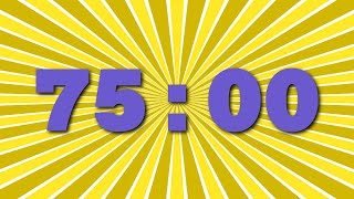 75 minutes Silent Countdown Timer | Bold Blue Font on Yellow Radial Background | No Music, No Sounds