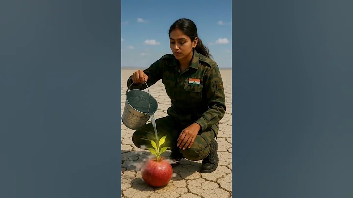 Lady Soldier planted a pomegranate tree and saved it from drying up by watering it || #ai #tree