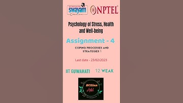 #assignment -4, Psychology of stress,health and well being  #answer #nptel #swayam #viral  #shorts