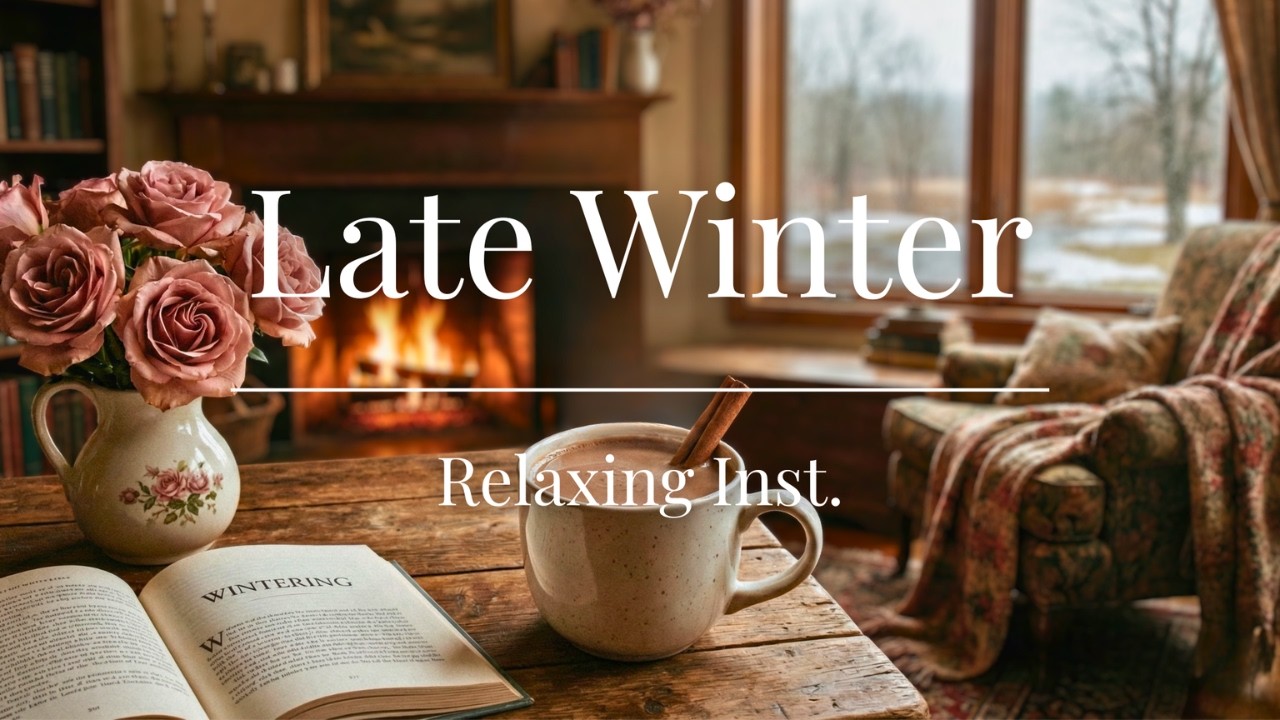 Late Winter ❄️ Cozy Fireplace Scene | Relaxing Acoustic Guitar for Deep Reset & Focus