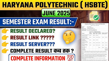 Hsbte Result Update ll June July 2025 Result Update ll HSBTE RESULT Declared