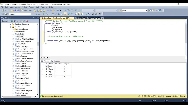 Inserting multiple rows in a single SQL query?