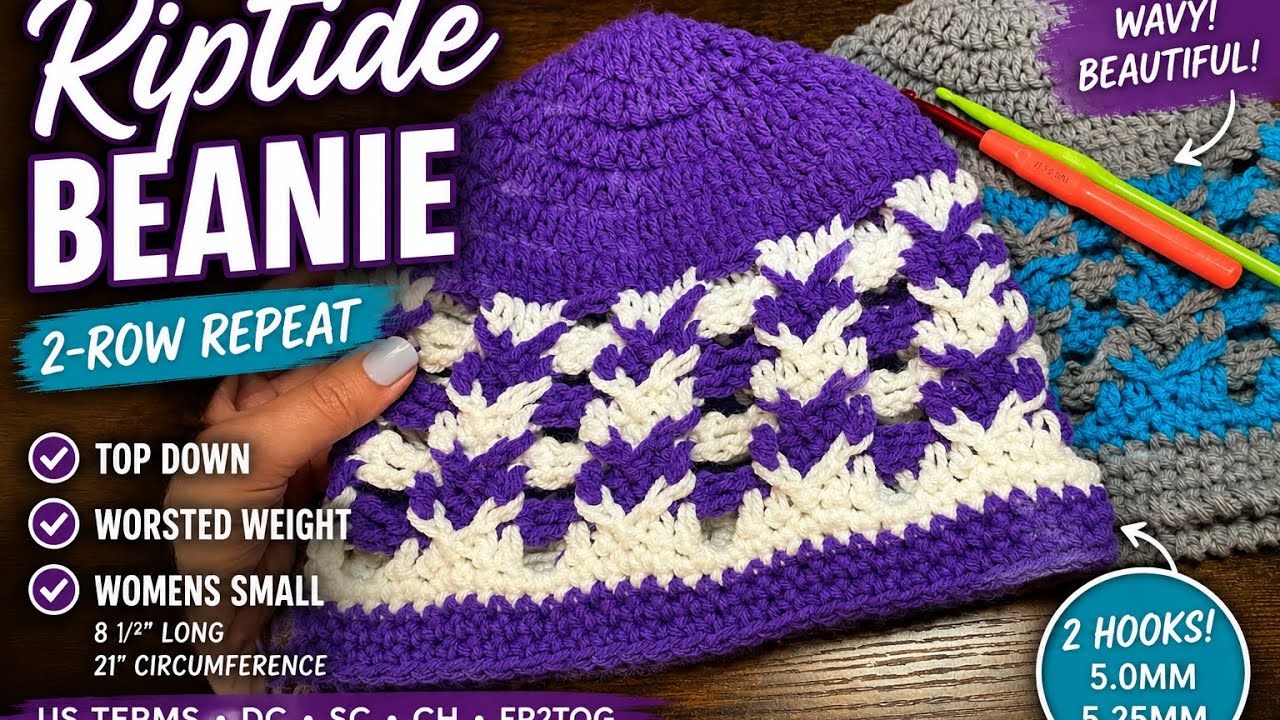Crochet This EASY Textured Beanie! | Riptide Beanie Tutorial - YouTube