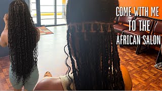 Vlog: Come With Me To Get Knotless Boho Senegales Twist | African Braiding Shop