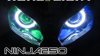 ニンジャ250(2013〜)プロジェクターヘッドライト　オプションLEDリング加工