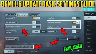 Bgmi 1.6 New Update Basic Settings Guide In Hindi | Battleground Mobile India Basic Settings Guide