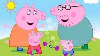 Свинка Пеппа с семьей играет на горке