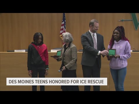 Des Moines teens honored for saving boys who fell through the ice - YouTube