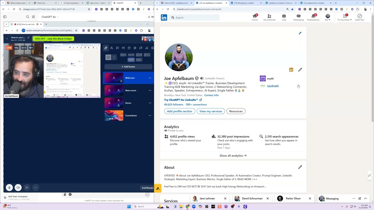 LinkedIn Live Tutoral with Joe Apfelbaum and David Schnurman