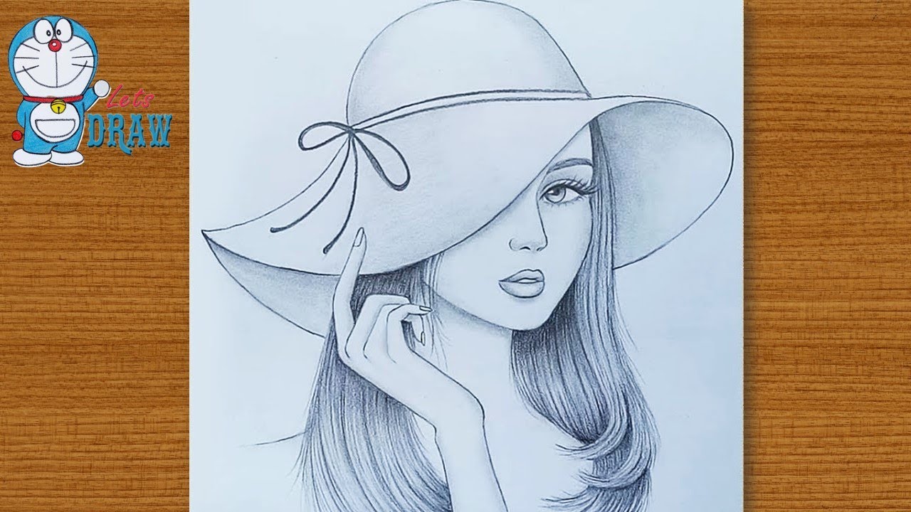 farjana drawing acadmy, outline art master, How to drawing a Hat girl face,...