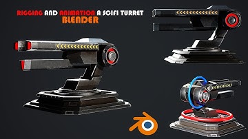 Rigging and Animation a scifi turret blender #blender #rigging #animated #game
