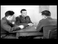 German Colonel Otto Skorzeny interrogated by a US Army captain in Germany; discus...HD Stock Footage