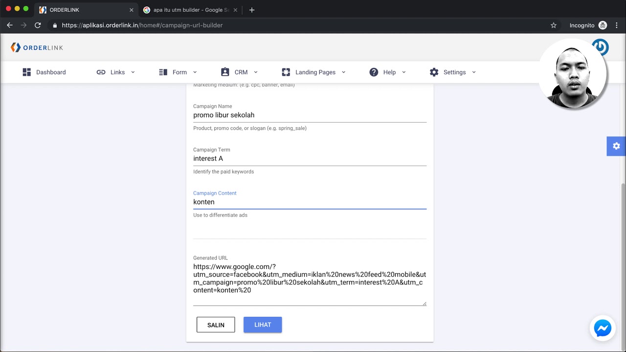 5. Cara Membuat UTM Tracking -- Tutorial OrderLink v4 