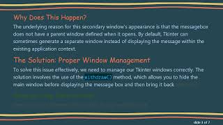 Resolving the Tk-Inter messagebox secondary window error: A Guide for Python GUI Developers