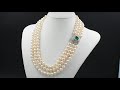 Vintage Triple Strand Pearl 3.80 Ct. Colombian Emerald